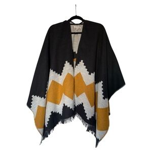 World Market Reversible Blanket Wrap Poncho, Aztec Tribal Print, ONE SIZE
